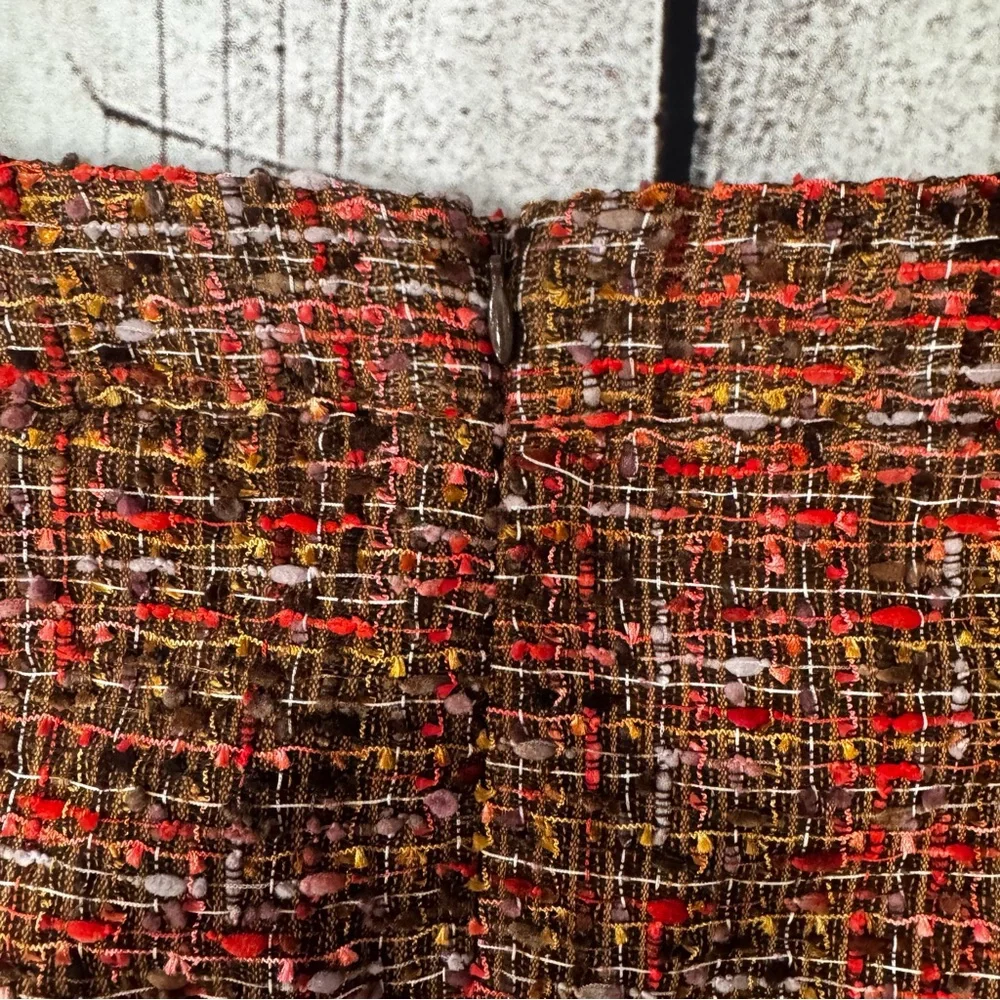 J.Crew Tweed Pencil Skirt Size 00 Brown Red Textured Career‎ Classic